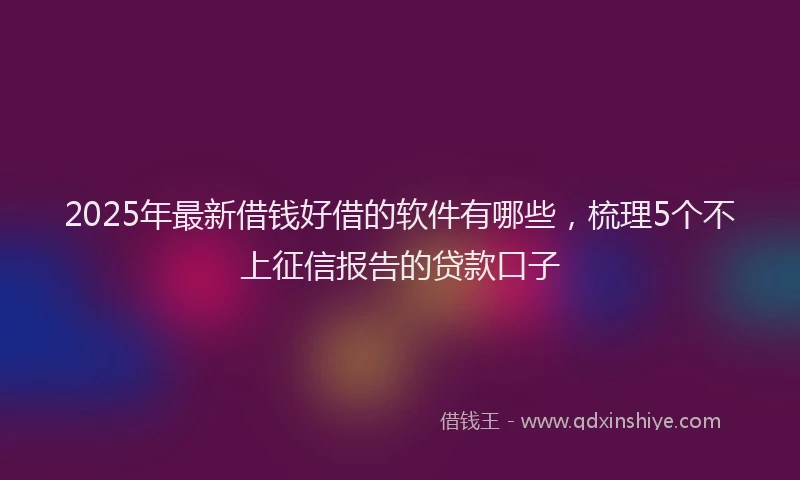 2025年最新借钱好借的软件有哪些，梳理5个不上征信报告的贷款口子