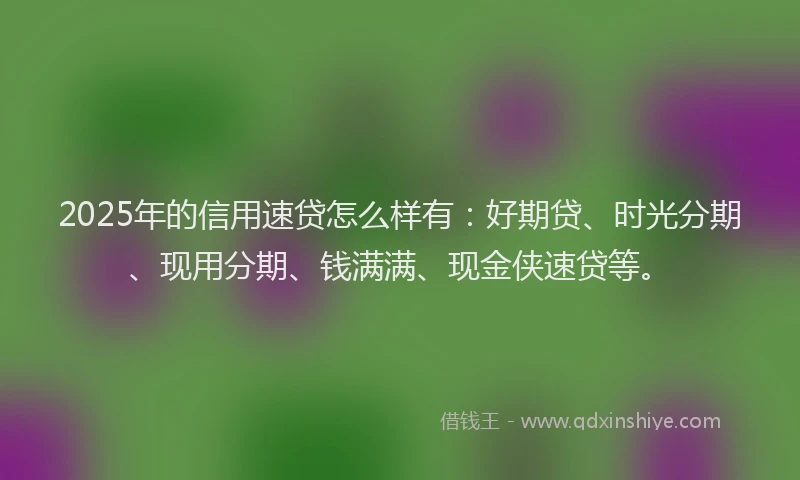 2025年的信用速贷怎么样有：好期贷、时光分期、现用分期、钱满满、现金侠速贷等。