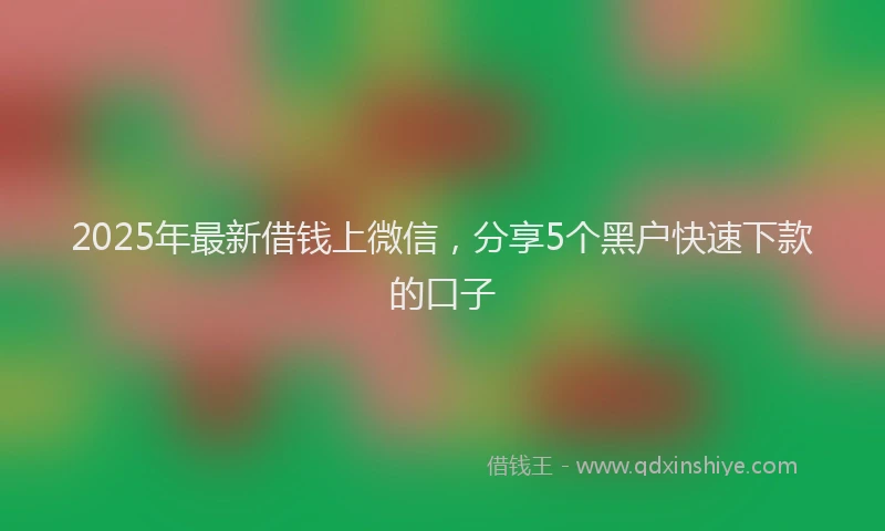 2025年最新借钱上微信，分享5个黑户快速下款的口子