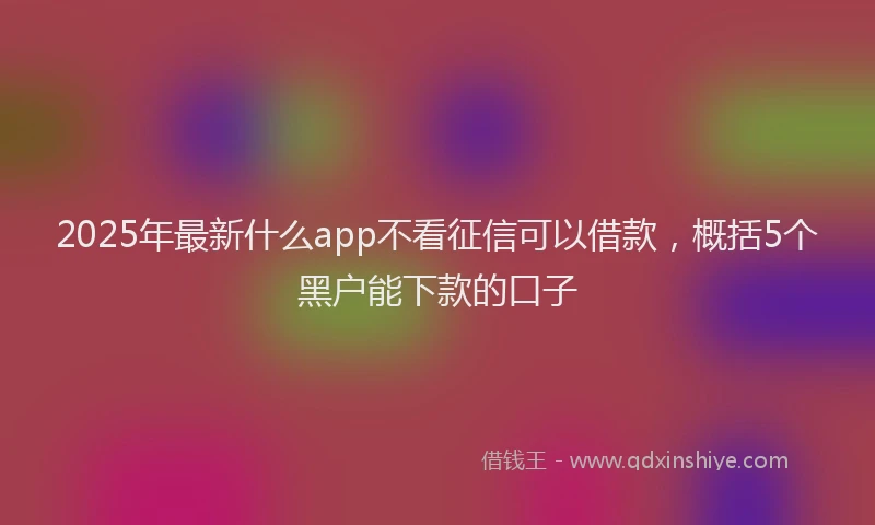 2025年最新什么app不看征信可以借款，概括5个黑户能下款的口子