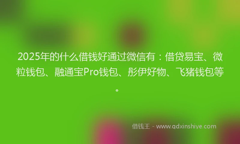 2025年的什么借钱好通过微信有：借贷易宝、微粒钱包、融通宝Pro钱包、彤伊好物、飞猪钱包等。