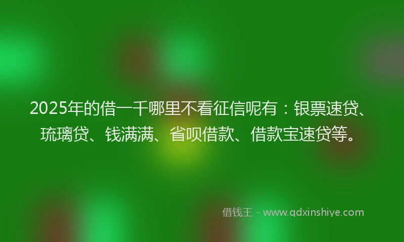 2025年的借一千哪里不看征信呢有：银票速贷、琉璃贷、钱满满、省呗借款、借款宝速贷等。