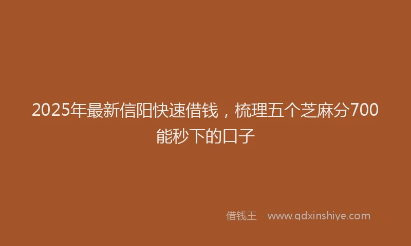2025年最新信阳快速借钱，梳理五个芝麻分700能秒下的口子