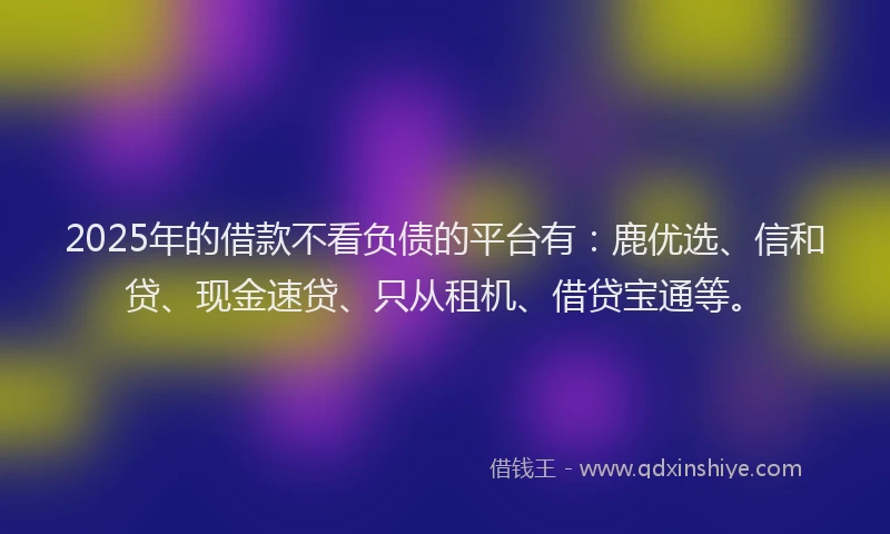 2025年的借款不看负债的平台有：鹿优选、信和贷、现金速贷、只从租机、借贷宝通等。
