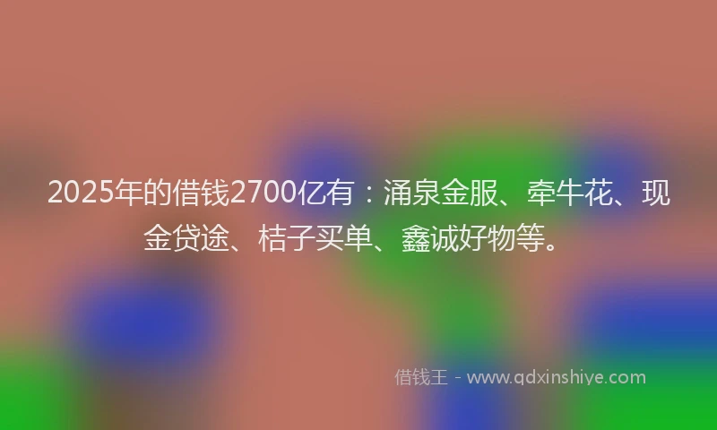 2025年的借钱2700亿有：涌泉金服、牵牛花、现金贷途、桔子买单、鑫诚好物等。