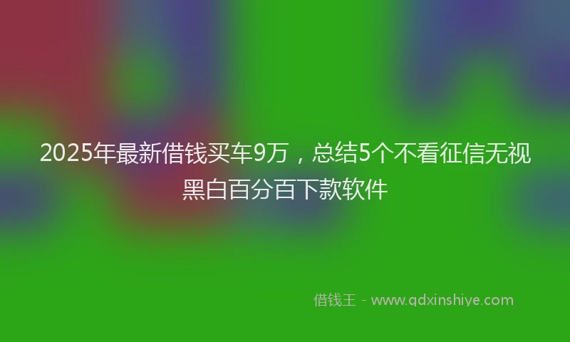 2025年最新借钱买车9万，总结5个不看征信无视黑白百分百下款软件