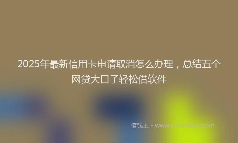 2025年最新信用卡申请取消怎么办理，总结五个网贷大口子轻松借软件