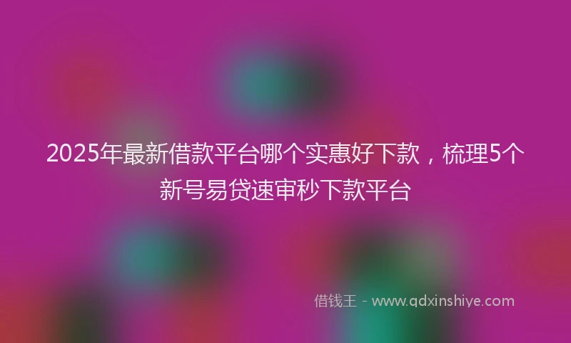 2025年最新借款平台哪个实惠好下款，梳理5个新号易贷速审秒下款平台
