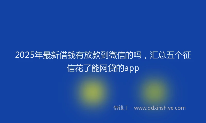 2025年最新借钱有放款到微信的吗，汇总五个征信花了能网贷的app