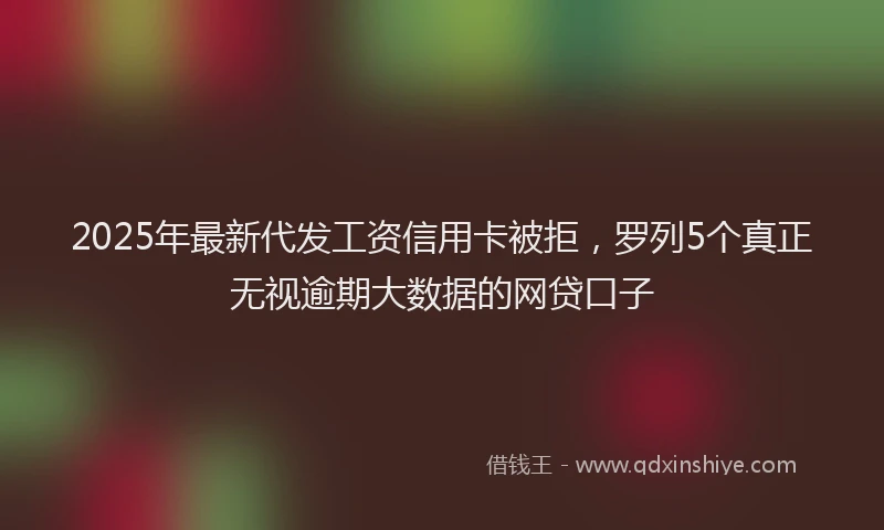 2025年最新代发工资信用卡被拒，罗列5个真正无视逾期大数据的网贷口子