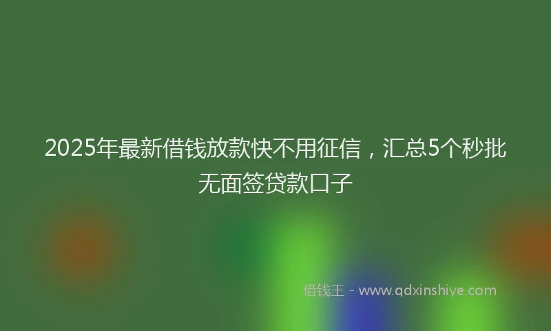 2025年最新借钱放款快不用征信，汇总5个秒批无面签贷款口子