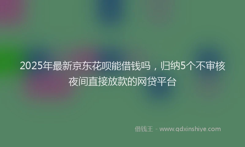 2025年最新京东花呗能借钱吗，归纳5个不审核夜间直接放款的网贷平台