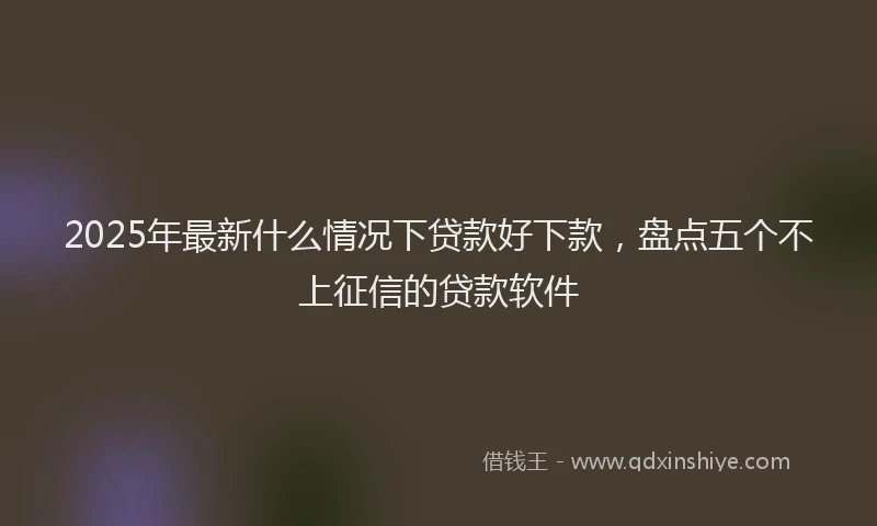 2025年最新什么情况下贷款好下款，盘点五个不上征信的贷款软件