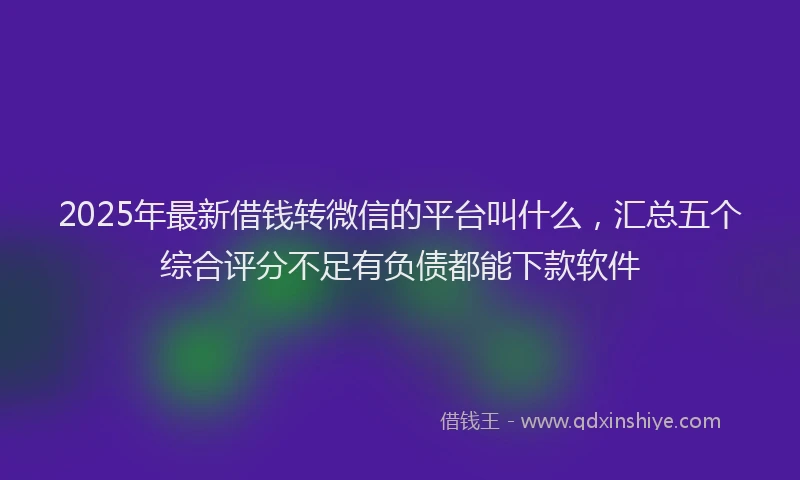 2025年最新借钱转微信的平台叫什么，汇总五个综合评分不足有负债都能下款软件