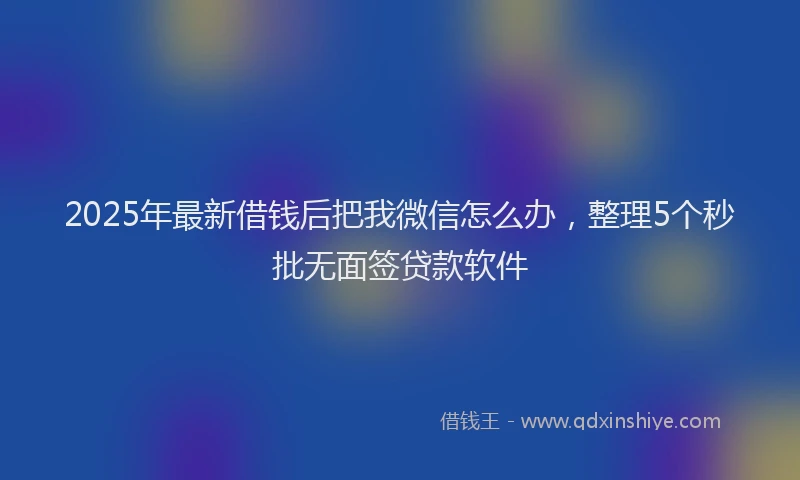 2025年最新借钱后把我微信怎么办，整理5个秒批无面签贷款软件