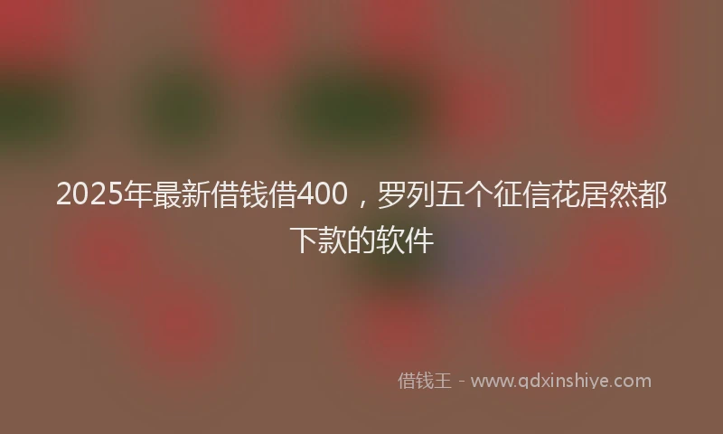 2025年最新借钱借400，罗列五个征信花居然都下款的软件