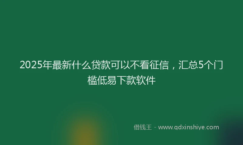 2025年最新什么贷款可以不看征信，汇总5个门槛低易下款软件