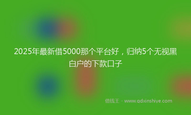 2025年最新借5000那个平台好，归纳5个无视黑白户的下款口子