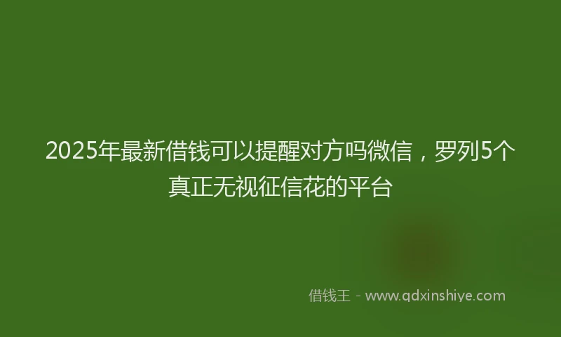 2025年最新借钱可以提醒对方吗微信，罗列5个真正无视征信花的平台
