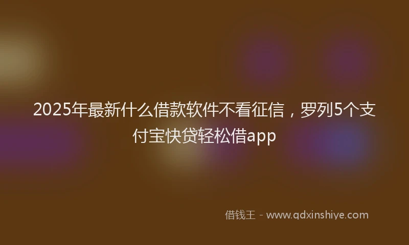 2025年最新什么借款软件不看征信，罗列5个支付宝快贷轻松借app