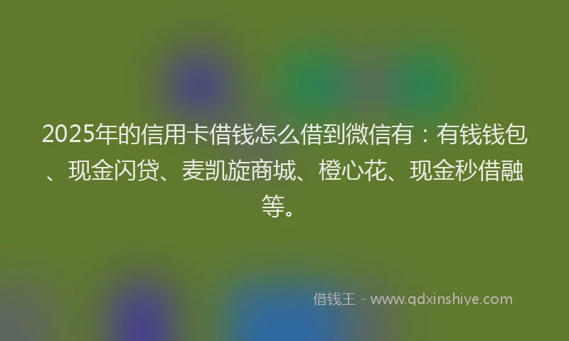 2025年的信用卡借钱怎么借到微信有：有钱钱包、现金闪贷、麦凯旋商城、橙心花、现金秒借融等。