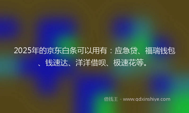2025年的京东白条可以用有：应急贷、福瑞钱包、钱速达、洋洋借呗、极速花等。