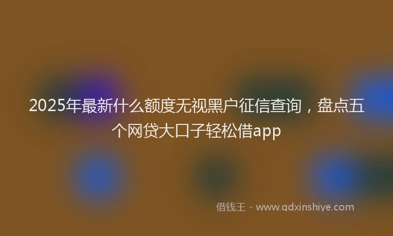 2025年最新什么额度无视黑户征信查询，盘点五个网贷大口子轻松借app
