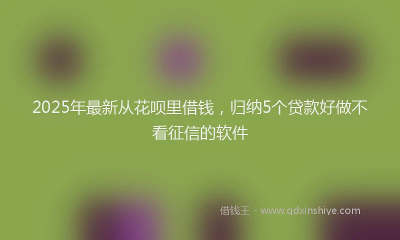 2025年最新从花呗里借钱，归纳5个贷款好做不看征信的软件
