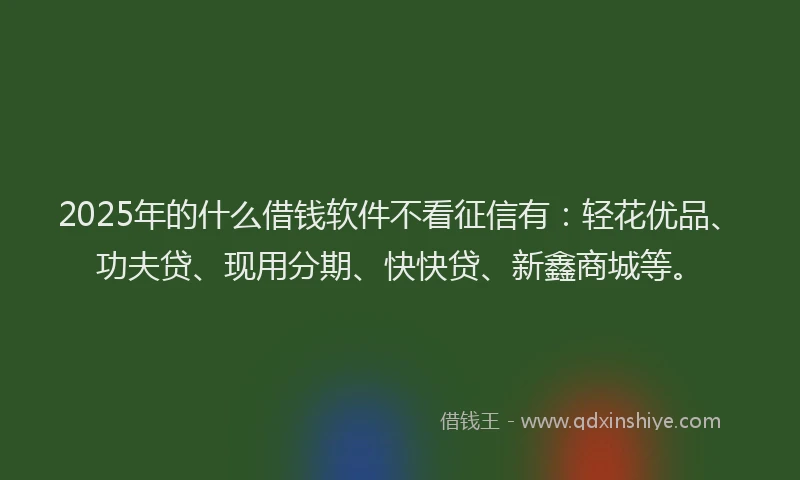 2025年的什么借钱软件不看征信有：轻花优品、功夫贷、现用分期、快快贷、新鑫商城等。