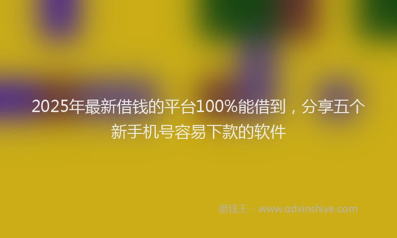 2025年最新借钱的平台100%能借到，分享五个新手机号容易下款的软件