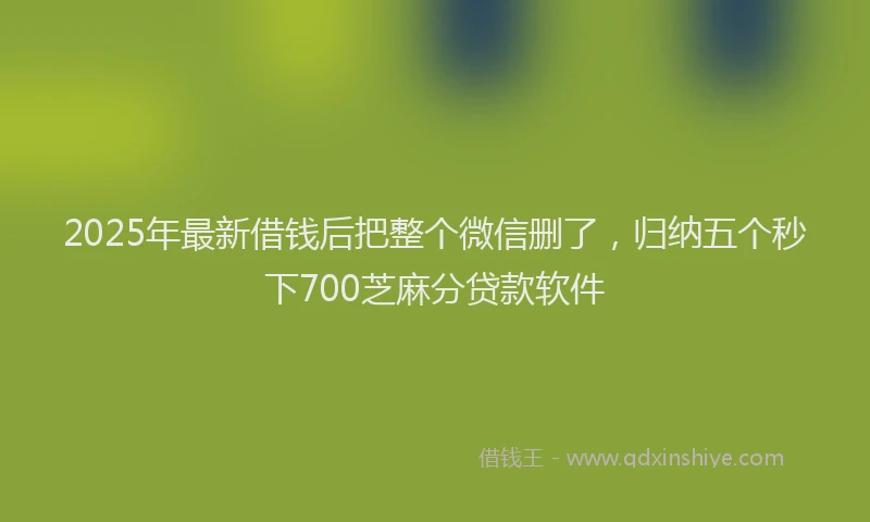 2025年最新借钱后把整个微信删了，归纳五个秒下700芝麻分贷款软件