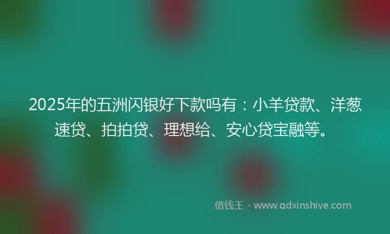 2025年的五洲闪银好下款吗有：小羊贷款、洋葱速贷、拍拍贷、理想给、安心贷宝融等。
