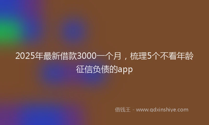 2025年最新借款3000一个月，梳理5个不看年龄征信负债的app