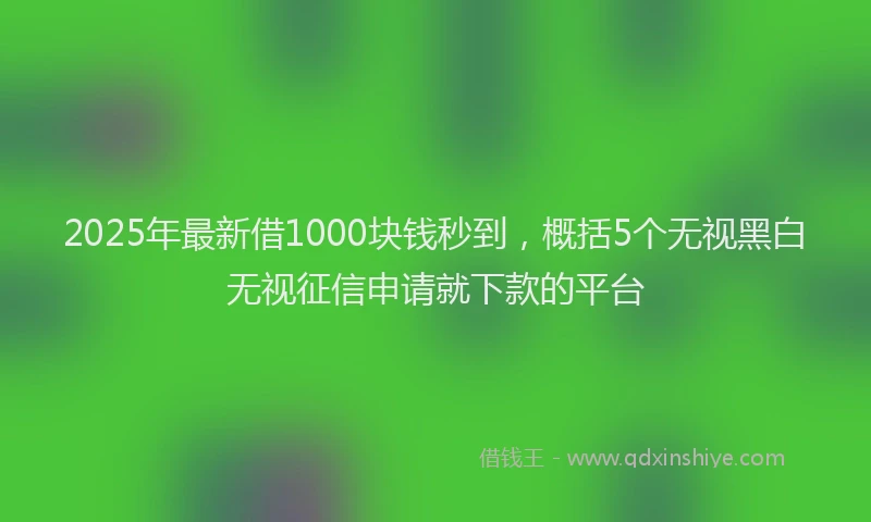 2025年最新借1000块钱秒到，概括5个无视黑白无视征信申请就下款的平台