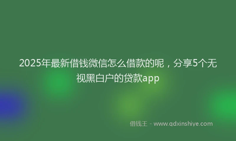 2025年最新借钱微信怎么借款的呢，分享5个无视黑白户的贷款app