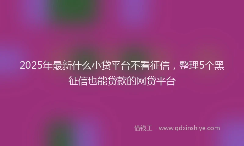 2025年最新什么小贷平台不看征信，整理5个黑征信也能贷款的网贷平台