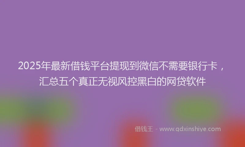 2025年最新借钱平台提现到微信不需要银行卡，汇总五个真正无视风控黑白的网贷软件