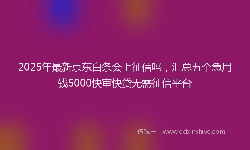 2025年最新京东白条会上征信吗，汇总五个急用钱5000快审快贷无需征信平台