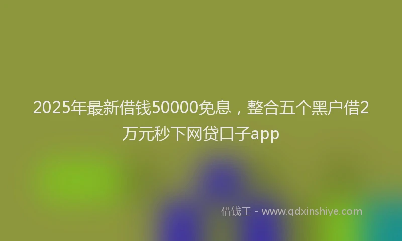 2025年最新借钱50000免息，整合五个黑户借2万元秒下网贷口子app