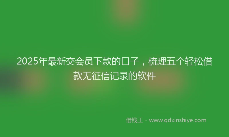 2025年最新交会员下款的口子，梳理五个轻松借款无征信记录的软件