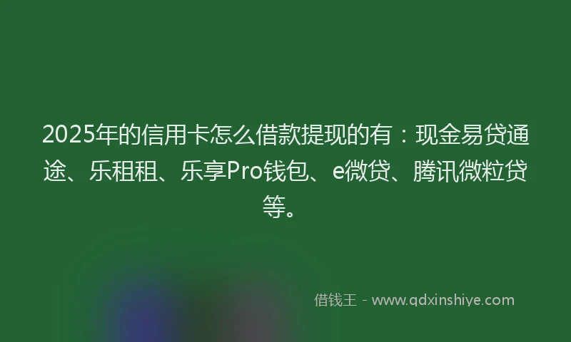 2025年的信用卡怎么借款提现的有：现金易贷通途、乐租租、乐享Pro钱包、e微贷、腾讯微粒贷等。