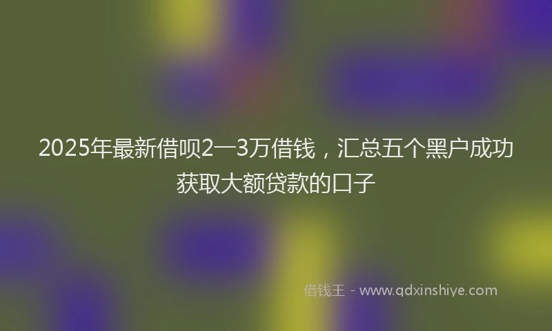 2025年最新借呗2一3万借钱，汇总五个黑户成功获取大额贷款的口子