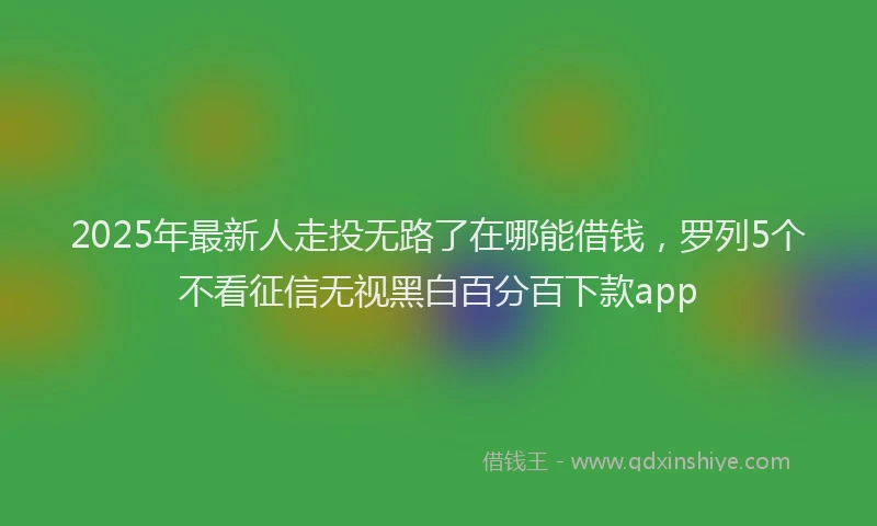 2025年最新人走投无路了在哪能借钱，罗列5个不看征信无视黑白百分百下款app