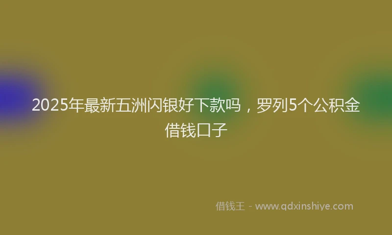 2025年最新五洲闪银好下款吗，罗列5个公积金借钱口子