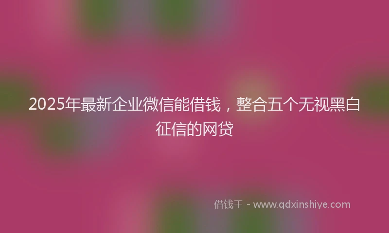 2025年最新企业微信能借钱，整合五个无视黑白征信的网贷