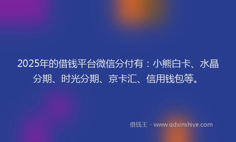 2025年的借钱平台微信分付有：小熊白卡、水晶分期、时光分期、京卡汇、信用钱包等。