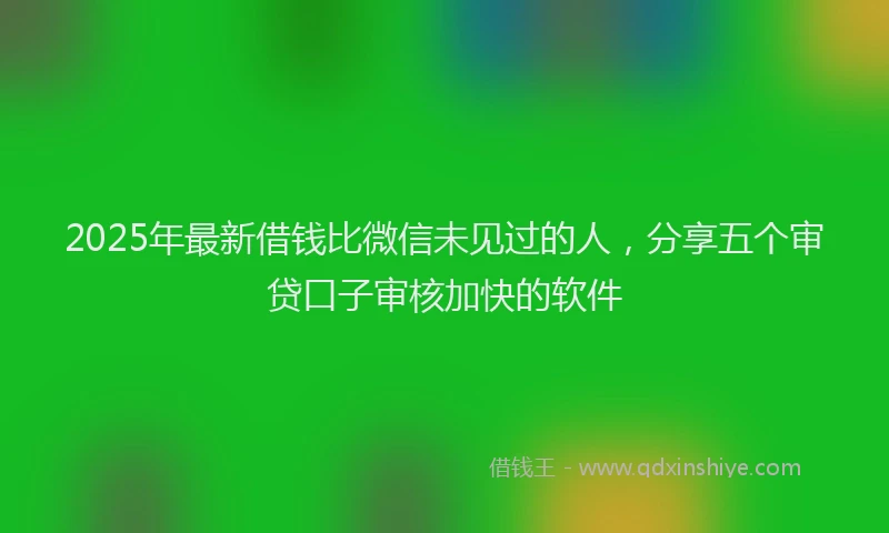 2025年最新借钱比微信未见过的人，分享五个审贷口子审核加快的软件