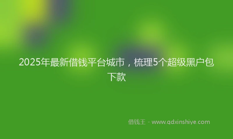 2025年最新借钱平台城市，梳理5个超级黑户包下款