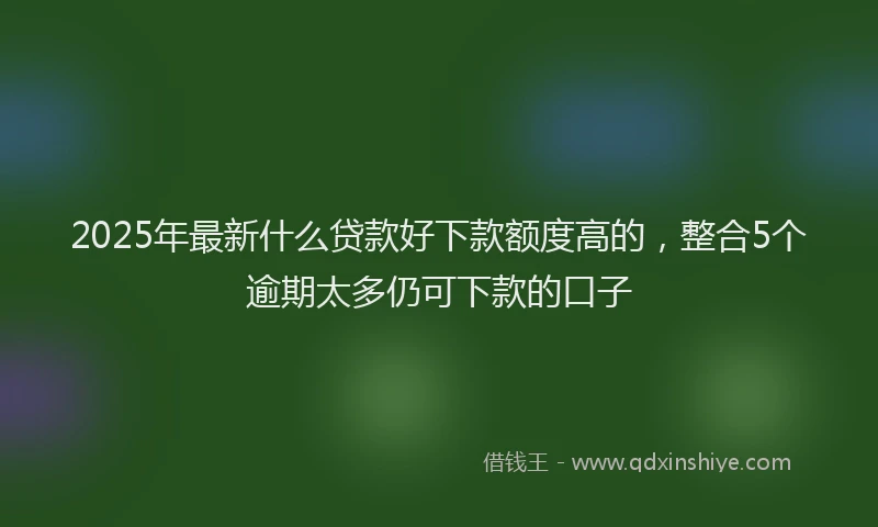 2025年最新什么贷款好下款额度高的，整合5个逾期太多仍可下款的口子