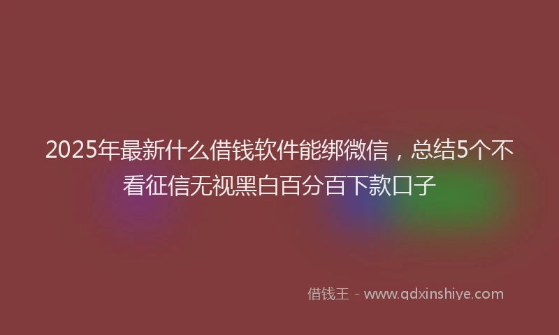2025年最新什么借钱软件能绑微信，总结5个不看征信无视黑白百分百下款口子